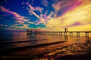 sunset  beach wedding